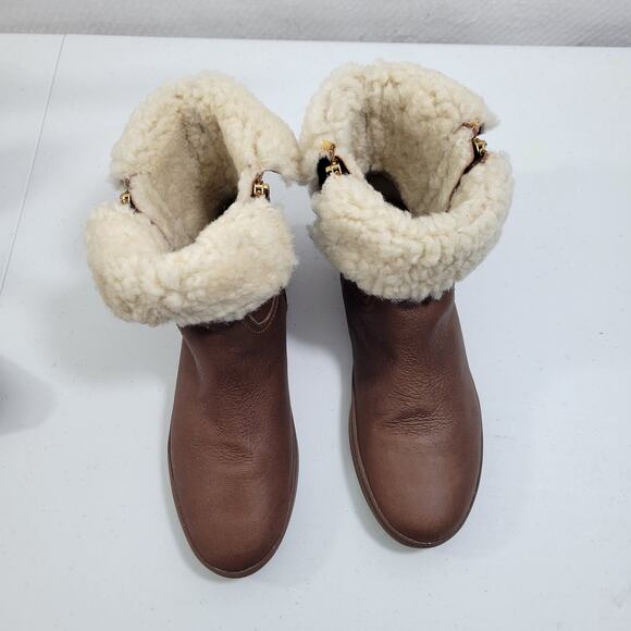 Elie Tahari Iris Brown Leather Boots Faux Fur Lining Size 39.5 (9) 61724-2683 - Picture 7 of 7